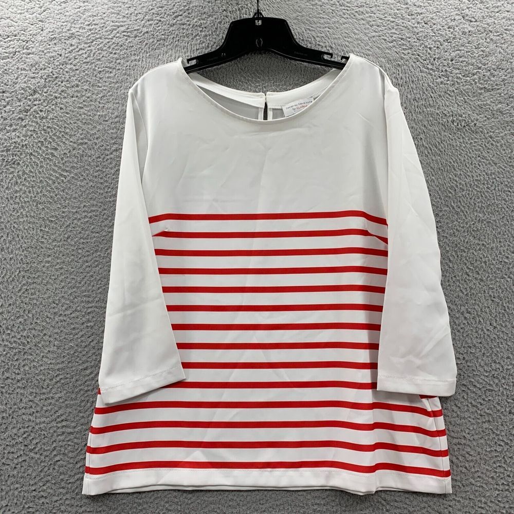 CLARINS by David Koma Blouse Womens Size 40 Top Striped Long Sleeve White
